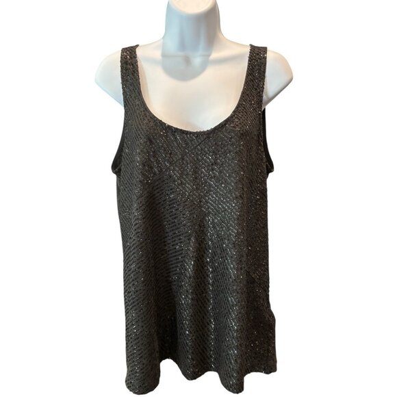 J.Crew Black‎ Sequin Scoop Neck Tank Top Medium - Picture 1 of 5